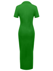 Plus Size Short Sleeve Solid Color Knits Midi Dress ZDF 31705