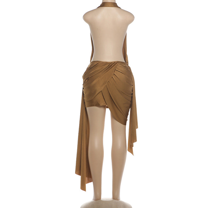 Sleeveless Halterneck Backless Mini Dress GZJQ K6D15833A