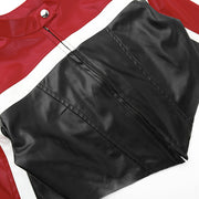 Fashion Contrast Color Short Leather Coat FL YY23427