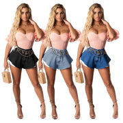 Summer Casual Beach Scalloped Hot Denim Shorts LSD 8734