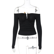 One Shoulder Long Sleeve T Shirt BLG T4917486K
