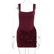 Sequin Patchwork Sling Mini Dress GWSD D1995142