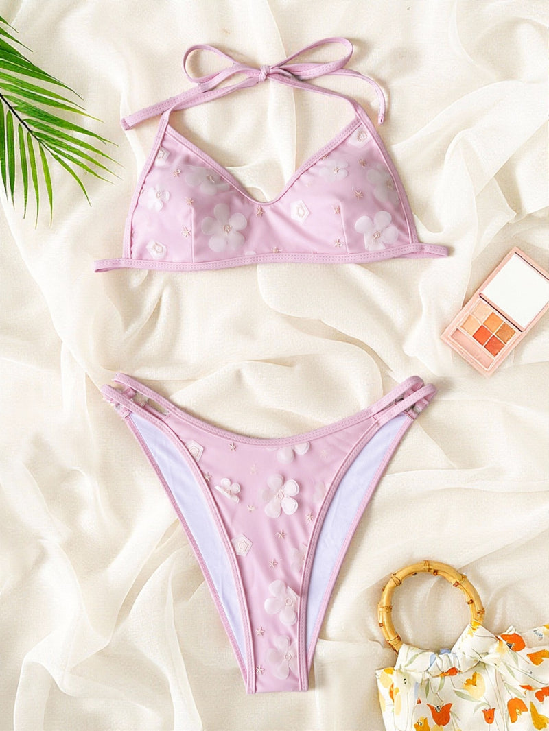 Sexy Printed Backless Bikinis 2 Piece Swimsuit CASF 6838