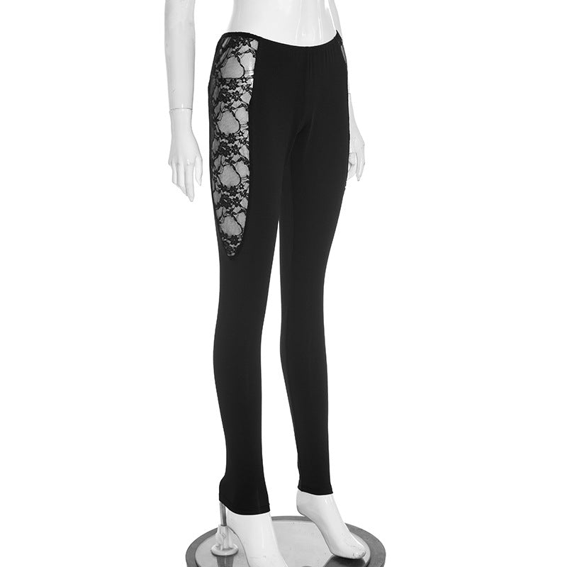 Lace See Through Solid Color Pants MXBF J25PT274
