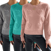 Peach Heart Sweater Pullover Long Sleeve Top GDAM 1021