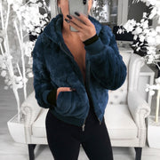Fashion Solid Color Hooded Loose Plush Jacket GLYY 6001