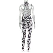 Print Sleeveless Backless Skinny Jumpsuit GJYO 006311