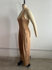 Halterneck Solid Color Zipper Jumpsuit Without Belt TE 4755