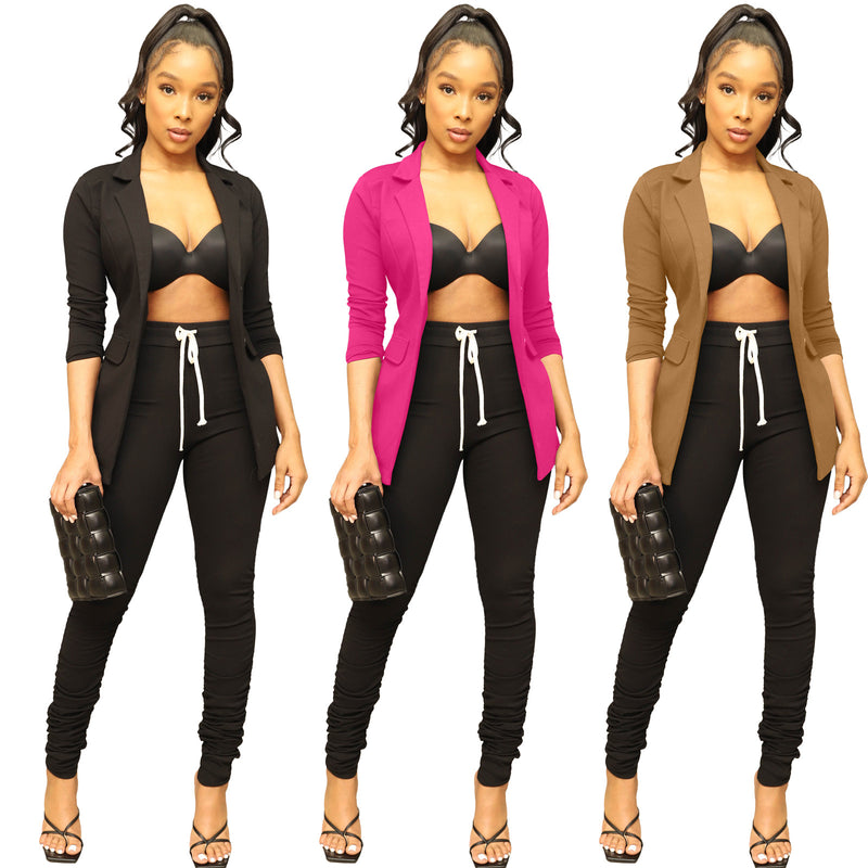Solid Color Slim Slim Blazer Top Jacket XMY 9396