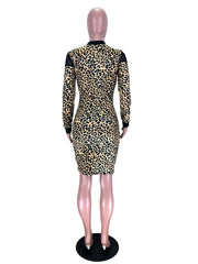 Sexy Printed Mesh Patchwork Long Sleeve Dress LM 8284