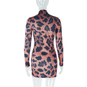 Leopard Print Long Sleeve Bodycon Dress GJYO 302099