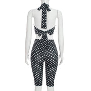 Polka Dot Print Backless Two Piece Pants Set MXBF Q26ST092
