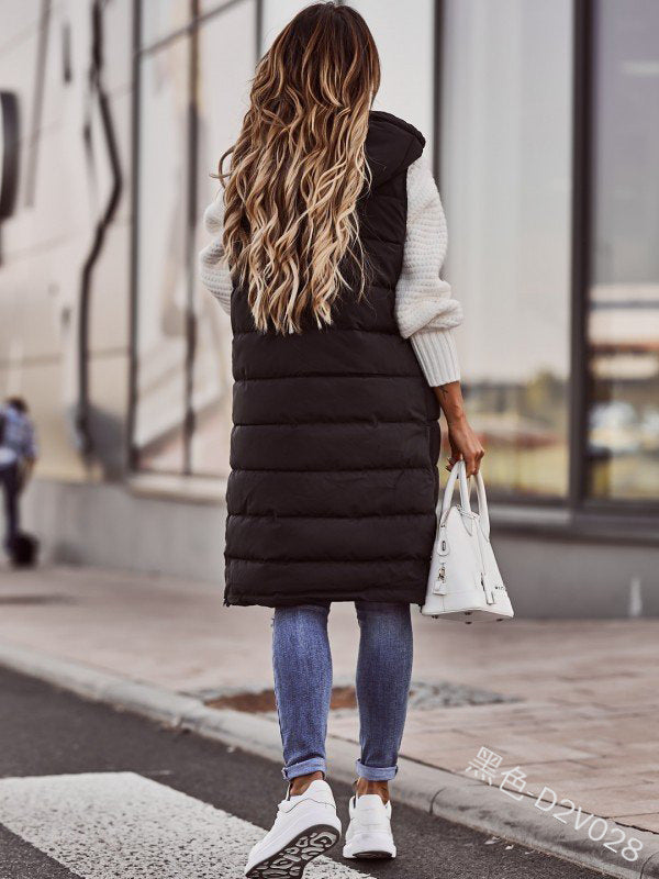 Plus Size Solid Hooded Single Breasted Cotton