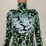 Leopard Print Long Sleeve Bodycon Dress XMY 9340