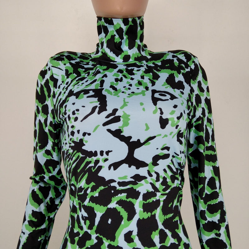 Leopard Print Long Sleeve Bodycon Dress XMY 9340