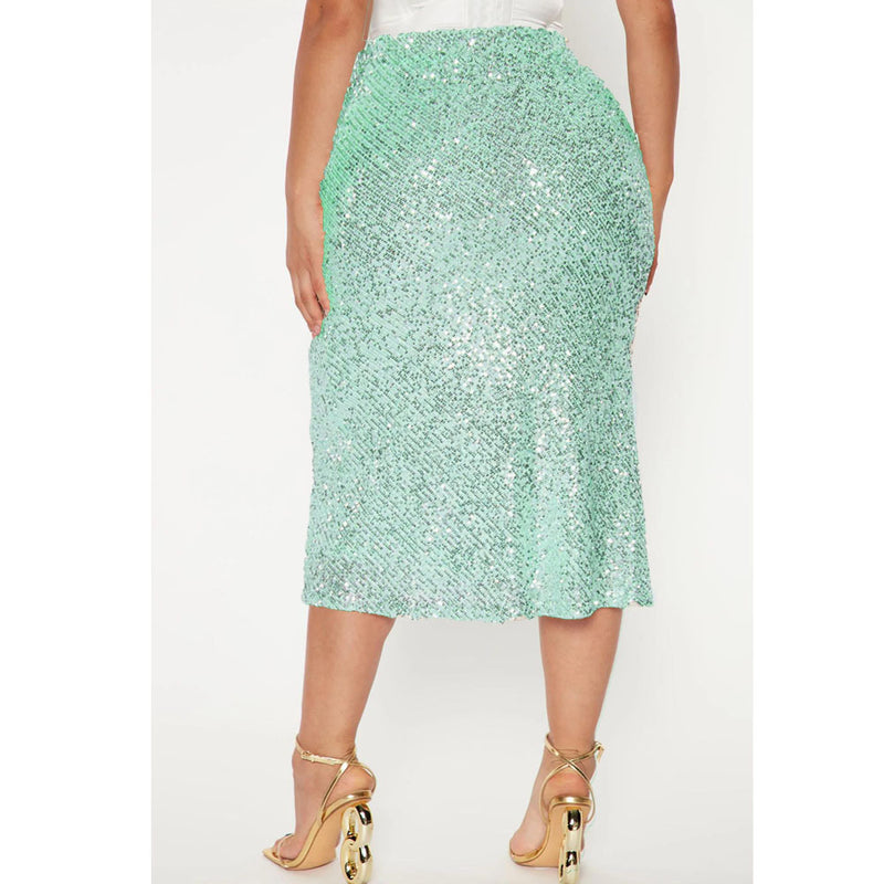 Solid Color Sequin Half Body Skirt GYOM 8886