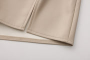 Solid Color PU Leather Split Culottes ANDF 7923
