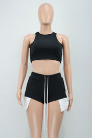 Solid Color Sleeveless T Shirt Two Piece Shorts Set GWLS LD201099