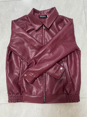 Lapel PU Leather Jacket Coats HHMY M3566