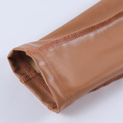 Long Sleeve Ultra Short Zipper Leather Jacket GPBY 1513