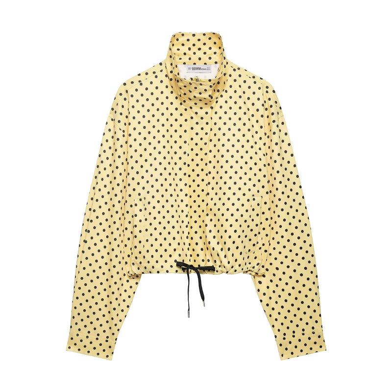 Polka Dot Print Long Sleeve Zipper Coats GYZS BB058