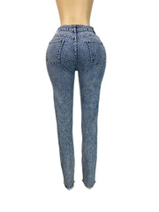 Hot Drill Holes Raw Edge Jeans CH 88028