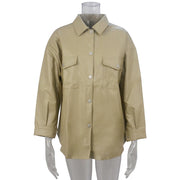 PU Leather Lapel Shirt Coat GPBY 1441