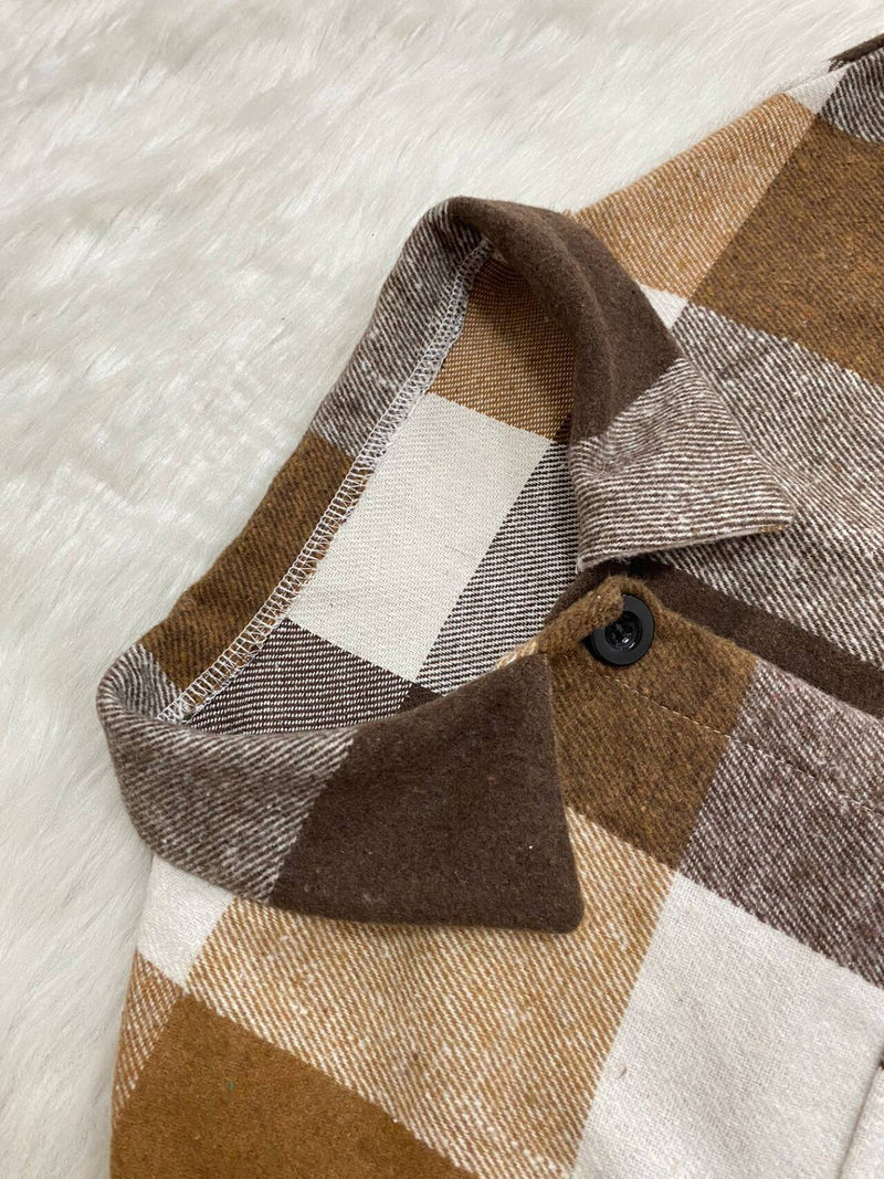 Plaid Print Long Sleeve Long Shirt Coats LSD 2264