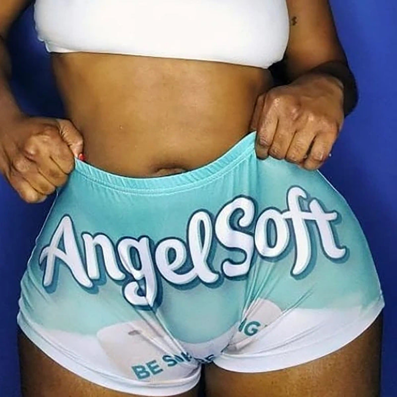 Plus Size Sexy Tight Print Yoga Sports Fitness Shorts SHD 9306