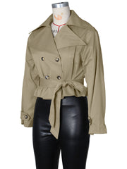 Double breasted Lapel Tie Up Coat ZSD 0776
