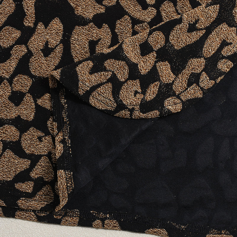 Leopard Print Drawstring Tie Up Split Skirt GNZD 51556DBD