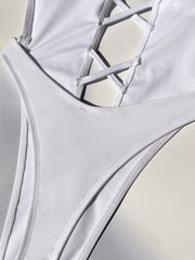 Solid Color Bandage Halter One Piece Swimsuit CASF 6683