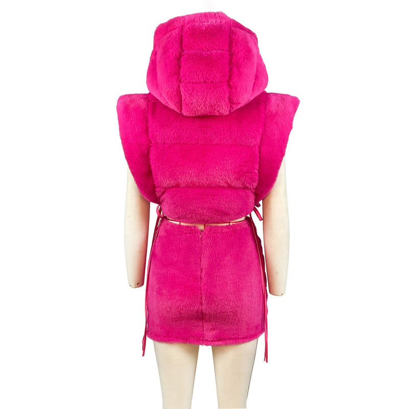 Hooded Short Tie Up Warm Vest Coat ZSD 0625