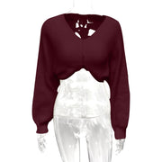 Long Sleeve V Neck Knits Sweater GQNF Y00255CM