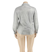 Sequins Slim Street Trend Plus Size 5XL Shirts OSIF 21023