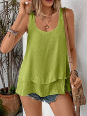 Casual Solid Color Sleeveless Top GYOU CX5213