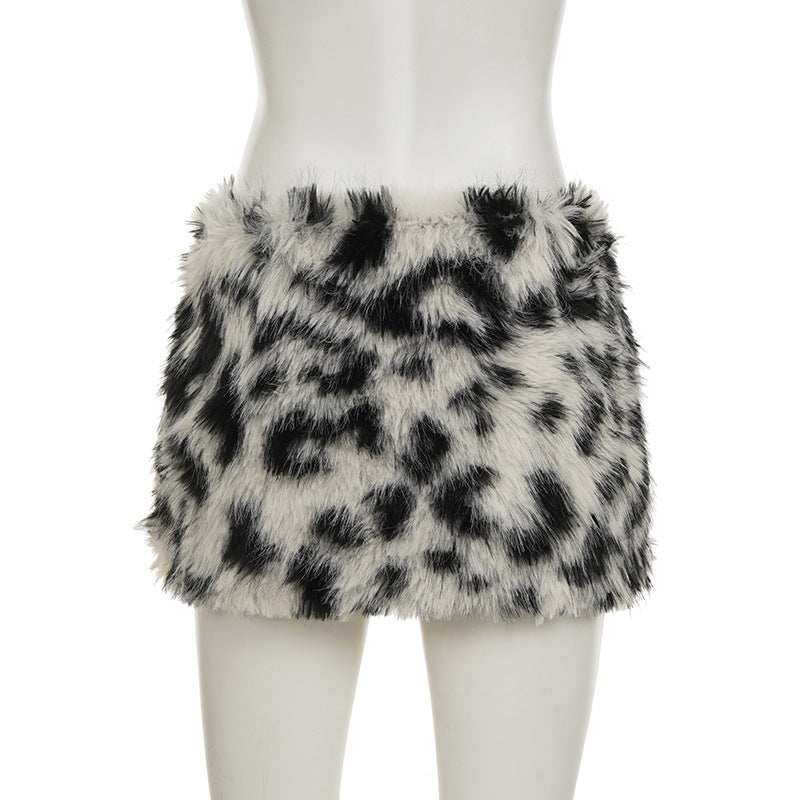 Sexy Patchwork Fuzzy Skirt GWEN JWFD39827