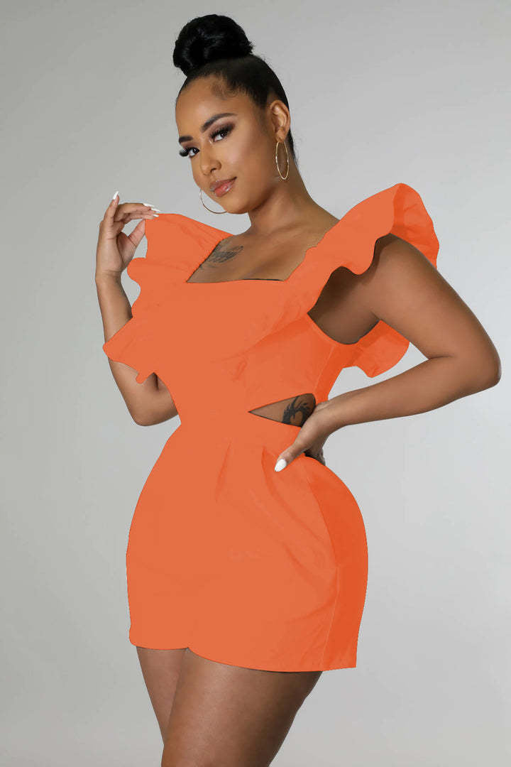 Plus Size One Shoulder Solid Color Romper GHXF HX0206