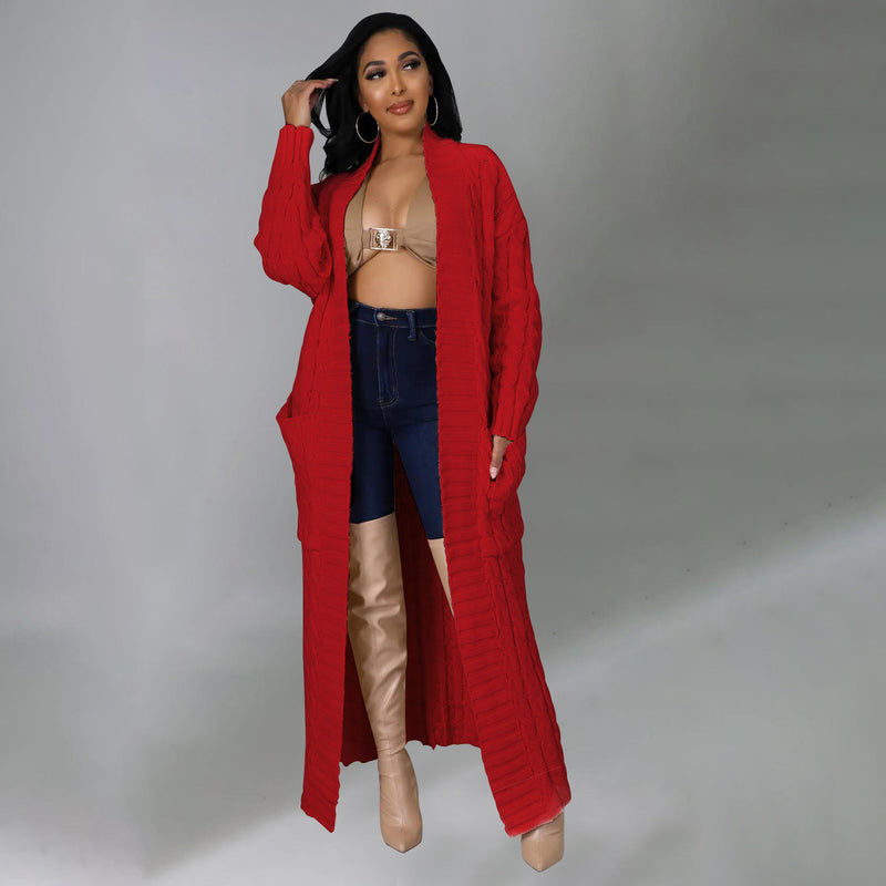 Plus Size Fashion Long Sleeve Long Sweater Jacket GOSD 6813
