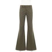 Low Waist Metal Buckle Flare Pants GPKJ MR49498