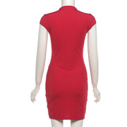 Hollow Out Solid Color Mini Dress XEF K6D08956A