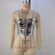 Sexy Bandage Cardigan Skinny PU Vest GPBY 14685