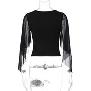 Solid Color Mesh V Neck T Shirts LJSF T6521800H