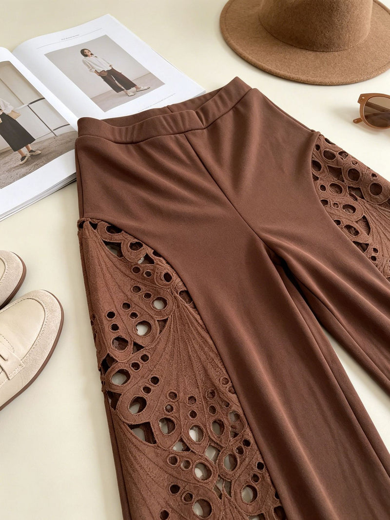 Lace Hollow Out High Waist Wide Leg Pants LSD 2768