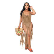 Sexy Knit Hollow Out Tassel One Piece Swimsuit TR 1205