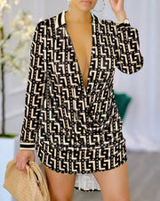 Plus Size Sexy Print Long Sleeve Shirts GSRX 7109