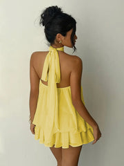Sexy Backless Solid Color Mini Dress GYWO 55056