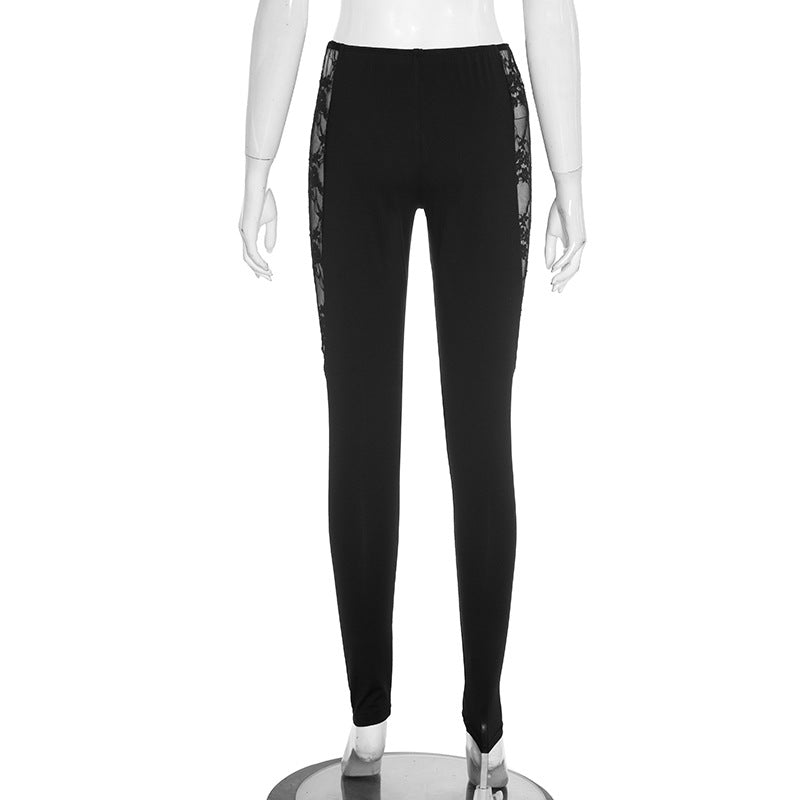 Lace See Through Solid Color Pants MXBF J25PT274