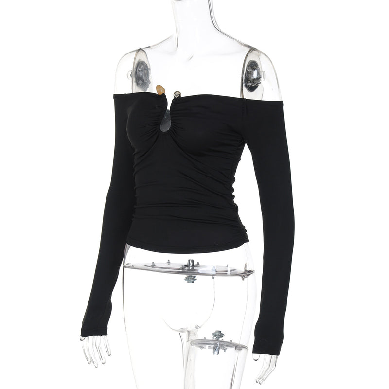 One Shoulder Long Sleeve T Shirt BLG T4917486K