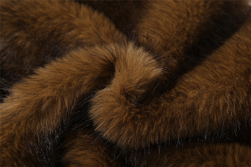 Solid Color Half Sleeve Plush Coat XEF K25C84113